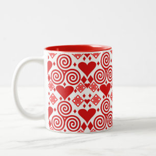 Taza Bicolor Patrón rosa, rojo y blanco de amor el día de San V