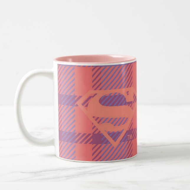 Taza Bicolor Patrón rosa y púrpura superchica (Izquierda)