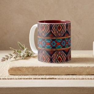 Taza Bicolor Patrón Rústico del Suroeste