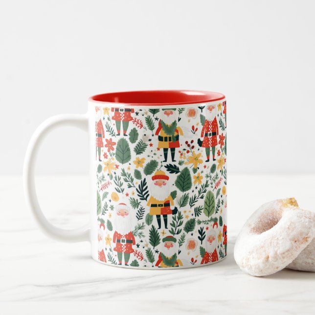 Taza Bicolor Patrón Santa festivo (Con donut)