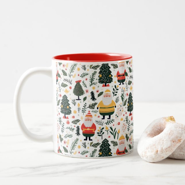 Taza Bicolor Patrón Santa festivo (Con donut)