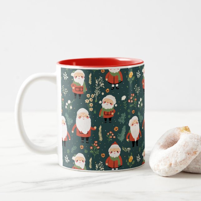 Taza Bicolor Patrón Santa festivo (Con donut)