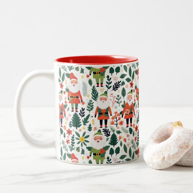 Taza Bicolor Patrón Santa festivo (Con donut)