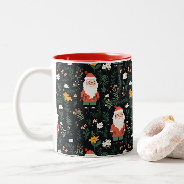 Taza Bicolor Patrón Santa festivo (Con donut)