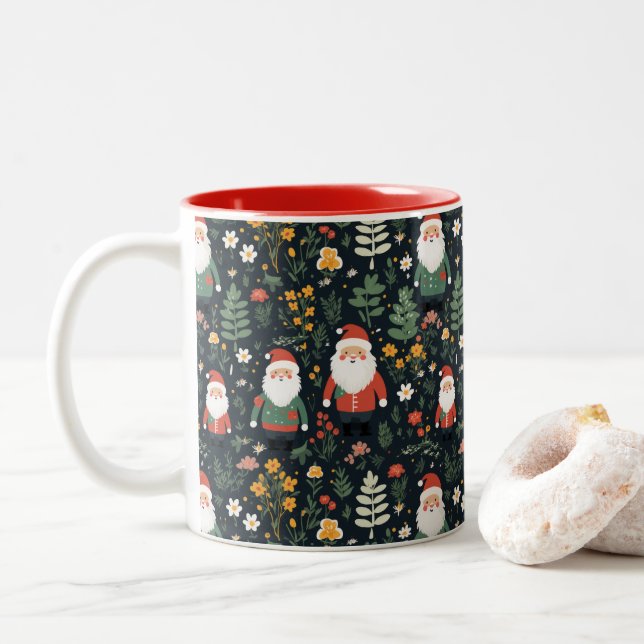 Taza Bicolor Patrón Santa festivo (Con donut)