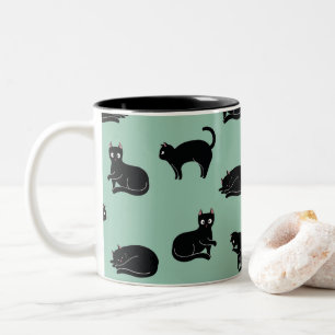 Taza Bicolor Patrón sin foco de los gatos negros