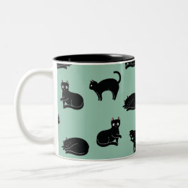 Taza Bicolor Patrón sin foco de los gatos negros