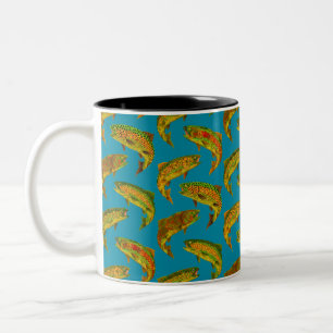 Taza Bicolor Patrón sin problemas de la trucha arco iris de hoj
