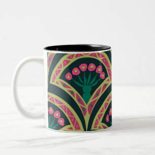 Taza Bicolor patrón verde en forma de cáscara