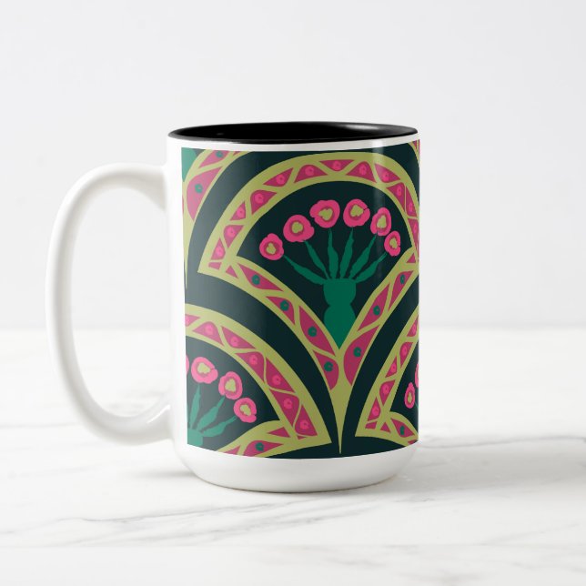 Taza Bicolor patrón verde en forma de concha (Izquierda)
