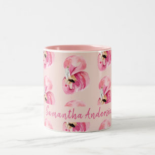 Taza Bicolor Patrón y nombre de color de agua rosa exótico