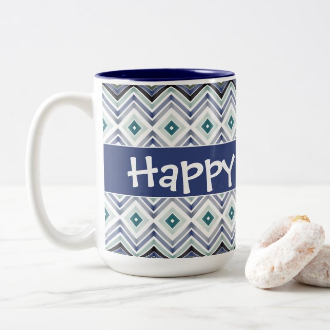 Taza Bicolor Patronato azul moderno (Con donut)