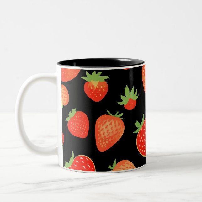 Taza Bicolor Patrones de fresa (Izquierda)