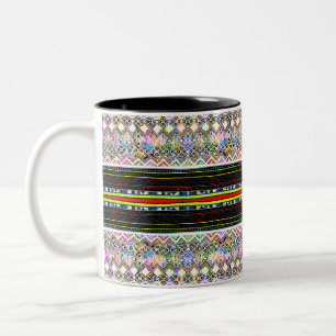 Taza Bicolor Patrones tribales aztecas coloridos y lindos
