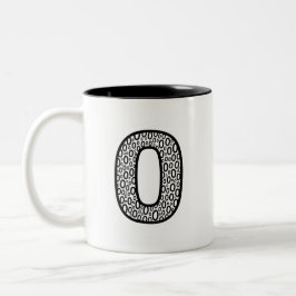 Taza Bicolor Pattern Letter O Ceramic Coffee Mug