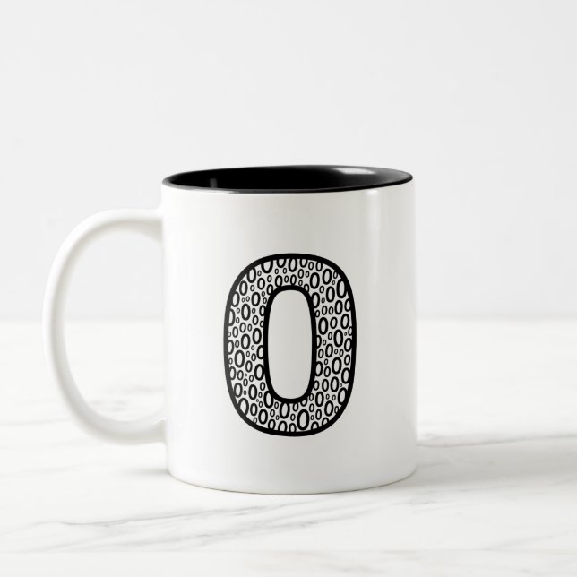 Taza Bicolor Pattern Letter O Ceramic Coffee Mug (Izquierda)