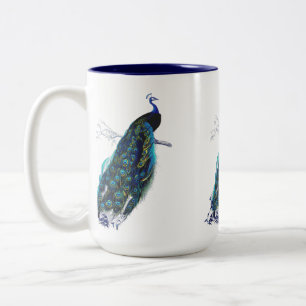 Taza Bicolor Pavo real del vintage