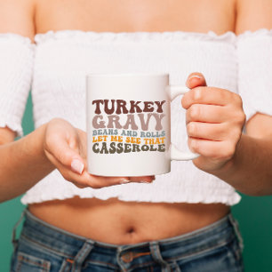Taza Bicolor Pavo Salsa de Pavo Frijoles y Panecillos Otoño Acc