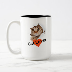 Taza Bicolor "Paws and Sip: Cat Photo Ceramic Mug de dos tonos"
