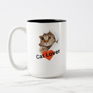 Taza Bicolor "Paws and Sip: Cat Photo Ceramic Mug de dos tonos"