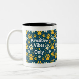 Taza Bicolor Pawsitive Vibes Only Dog Paw Print Coffee Mug 