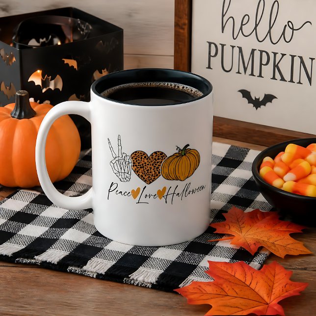 Taza Bicolor Paz Amor Halloween (Subido por el creador)
