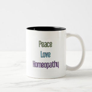 Taza Bicolor Paz, amor, homeopatía
