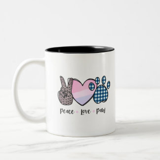 Taza Bicolor Paz, amor, Paw Mug