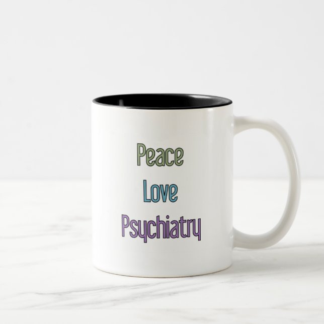 Taza Bicolor Paz, amor, psiquiatría (Derecha)