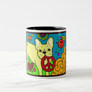 Taza Bicolor Paz del bulldog francés