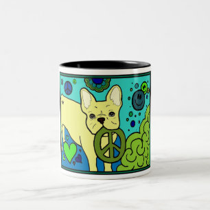 Taza Bicolor Paz del bulldog francés