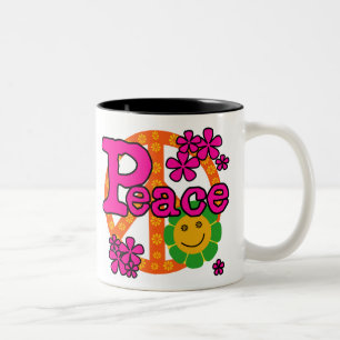 Taza Bicolor paz del estilo 60s