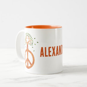 Taza Bicolor Paz para los árboles - Poder de la Flor Corazón 1