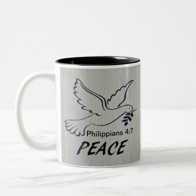 Taza Bicolor Peace Dove Mug with Scripture (Izquierda)
