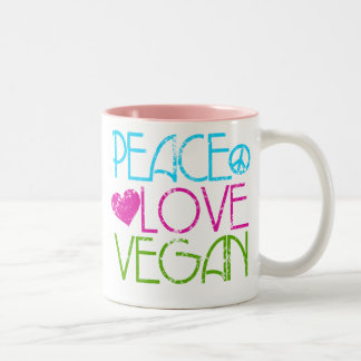 Taza Bicolor . Peace.Love.Vegan.