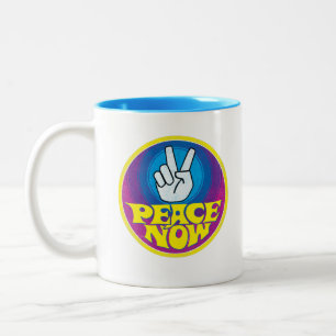 Taza Bicolor Peace Now Groovy Retro estilo Hippie Peacesign