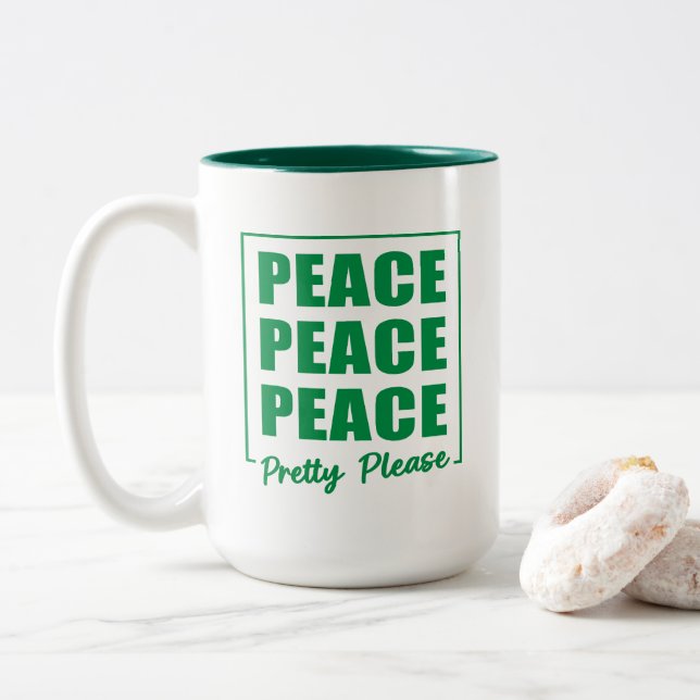 Taza Bicolor Peace Peace Peace Pretty Please (Con donut)
