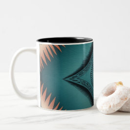 Taza Bicolor Peach Sunburst de Navajo verde azulado