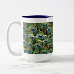 Taza Bicolor Peacock Boda Mug