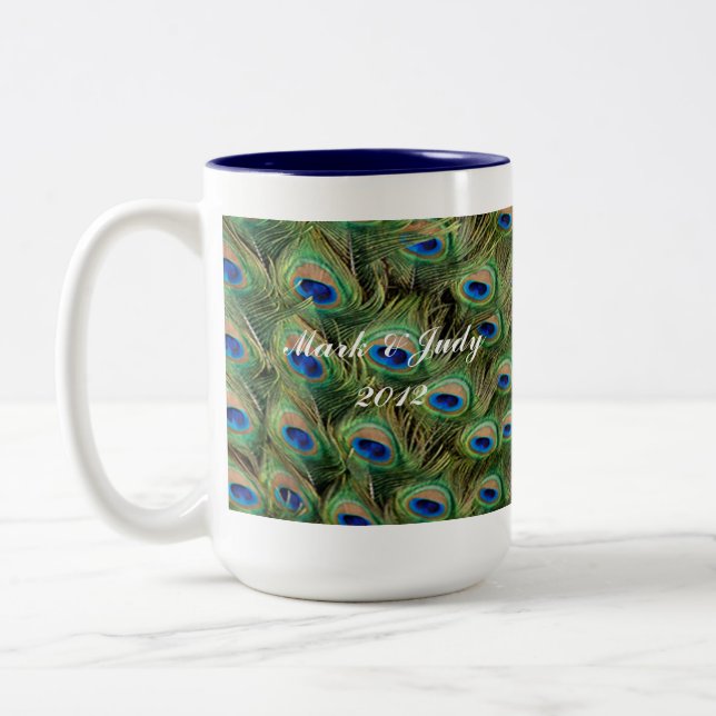 Taza Bicolor Peacock Boda Mug (Izquierda)