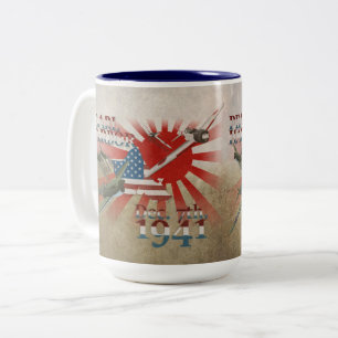 Taza Bicolor Pearl Habor 7 de diciembre de 1941 Café de dos ton