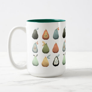 Taza Bicolor Pears in Watercolor Muted Vintage Green & Verde az