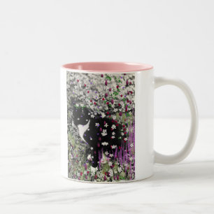 Taza Bicolor Pecas en flores I - gato de Tux