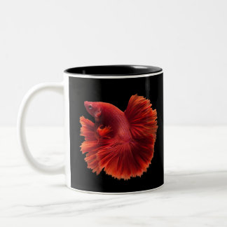 Taza Bicolor Peces Betta Roja Siamesa