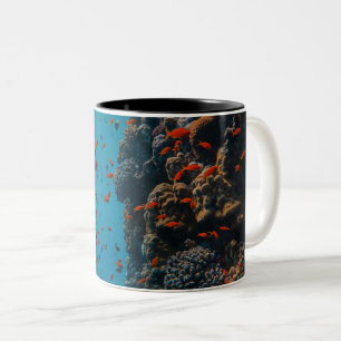 Taza Bicolor Peces Y Arrecifes Coloridos