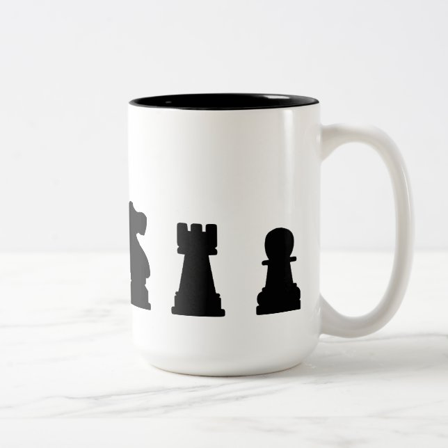 Taza Bicolor Pedazos de ajedrez negros en blanco (Derecha)