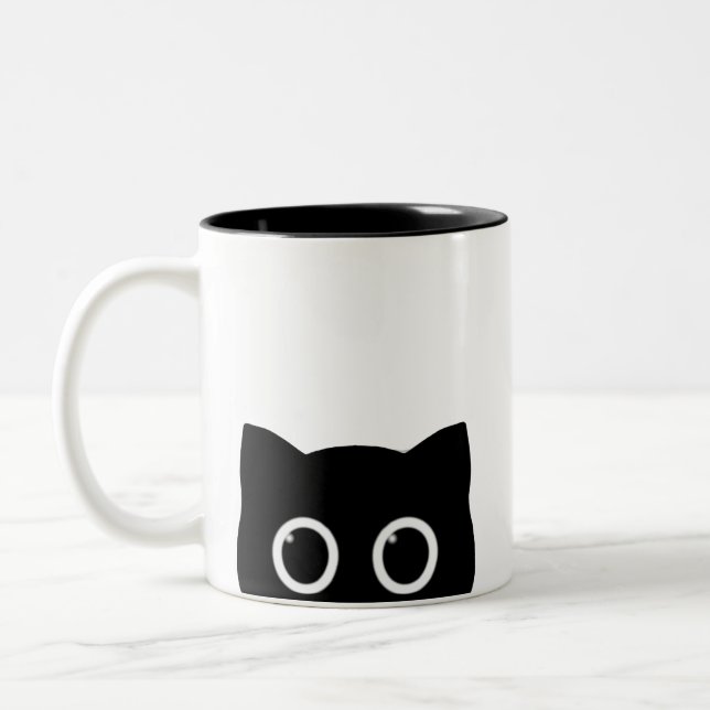 Taza Bicolor Peeking Black Cat Two-tone Mug (Izquierda)