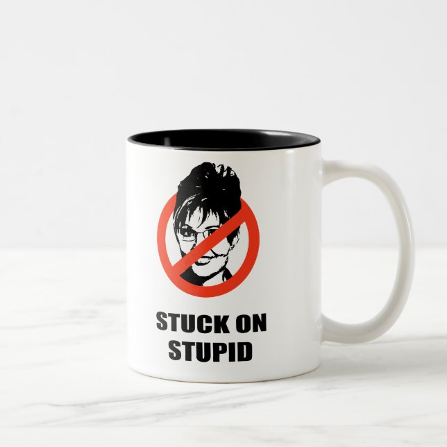 Taza Bicolor Pegado en estúpido (Derecha)