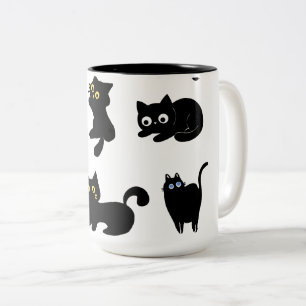 Taza Bicolor Pegatina de vinilo de gatos negros Gato lindo