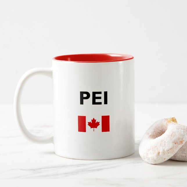 Taza Bicolor PEI Canadá Bandera canadiense color claro (Con donut)